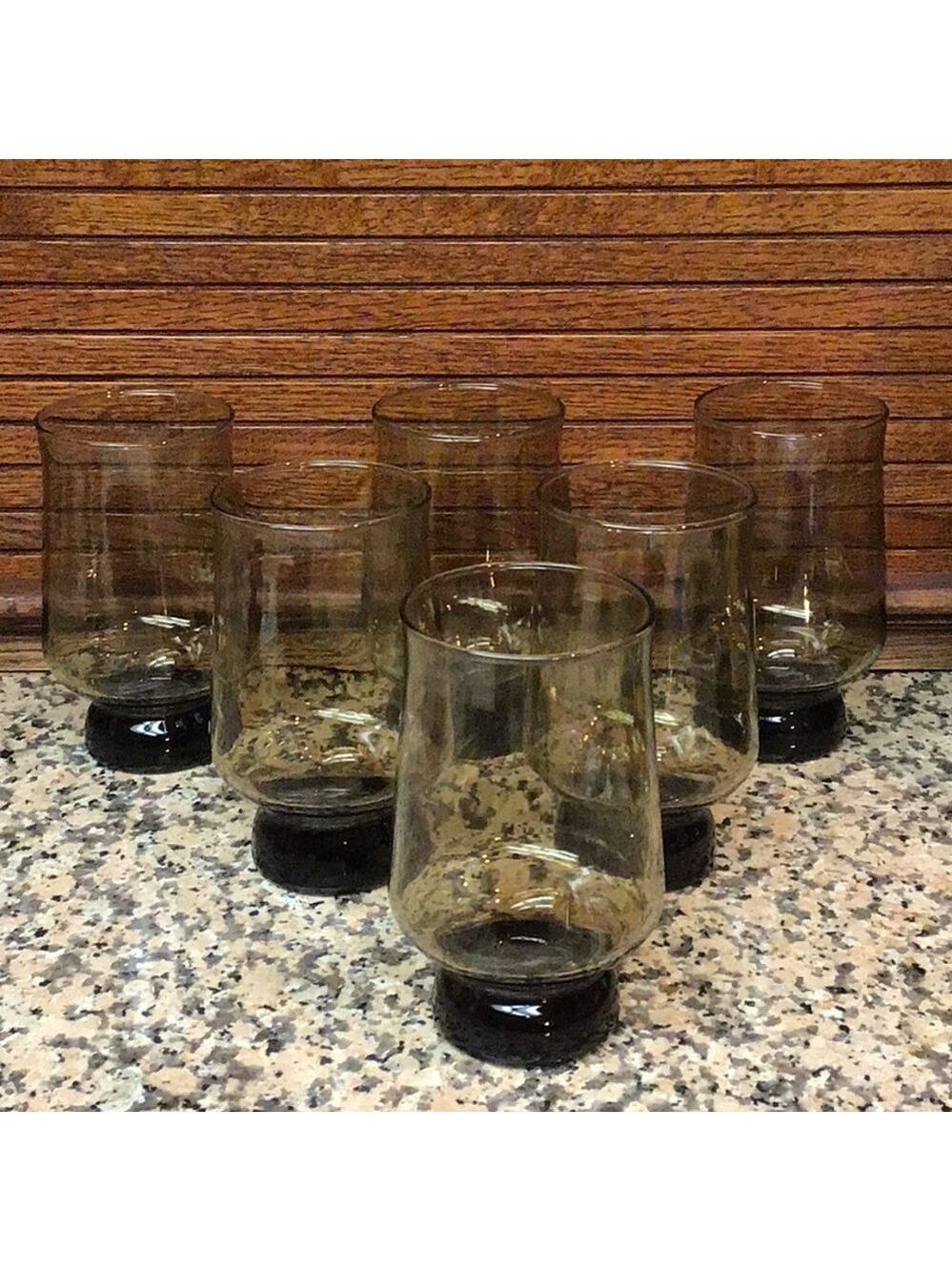 MCM smoky brown drinking glass tumblers set of 6
